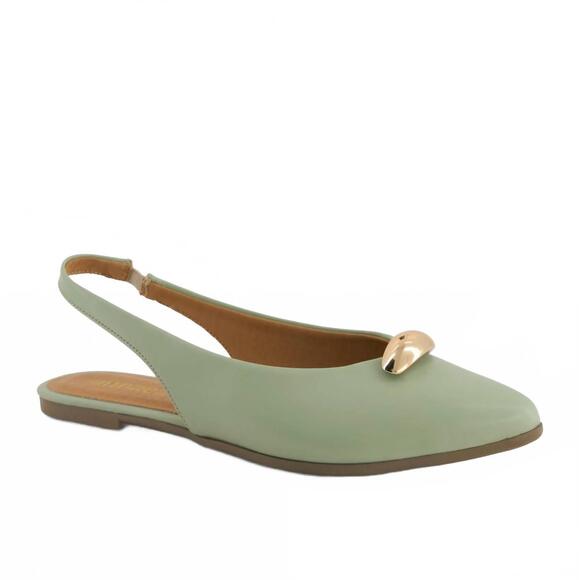 NEW ANDREA women\'s pointed toe slingback ballet flats in green
